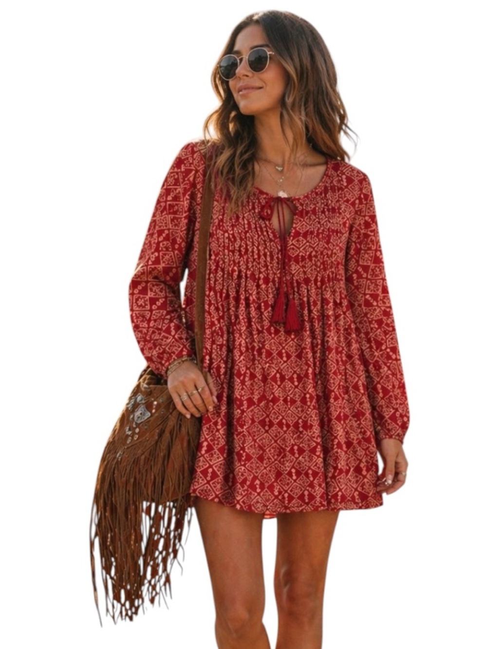 Y2K Free People "Marlow" Mini Dress + Cami Size Small Batik Bohemian Festival